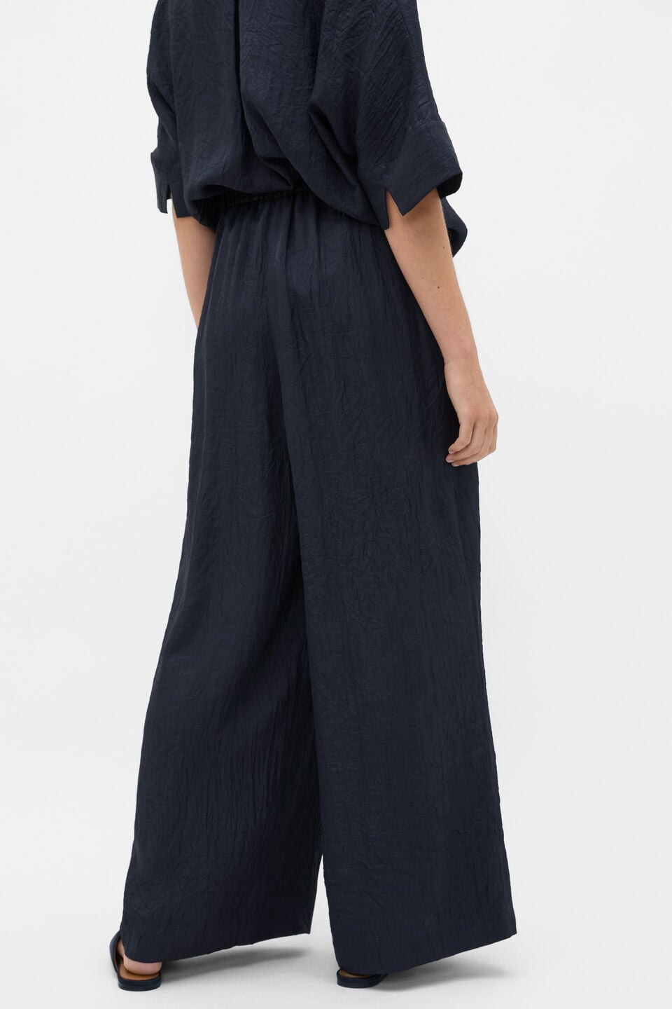 Textured Satin Gathered Pant  Twilight Blue