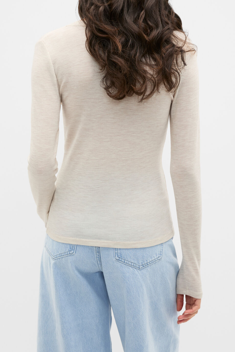 Australian Merino Scoop Neck Top  Mist Marle