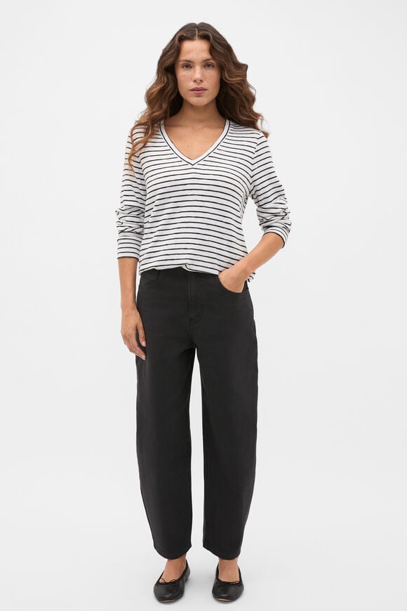 Supersoft V Neck Top  Mono Stripe  hi-res