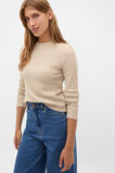 Textured Waffle Crew Neck Top  Sand Stone Stripe  hi-res