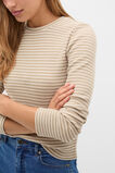 Textured Waffle Crew Neck Top  Sand Stone Stripe  hi-res