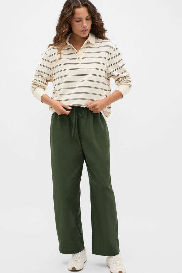Stripe Rugby Polo Top  Deep Forest Stripe  hi-res