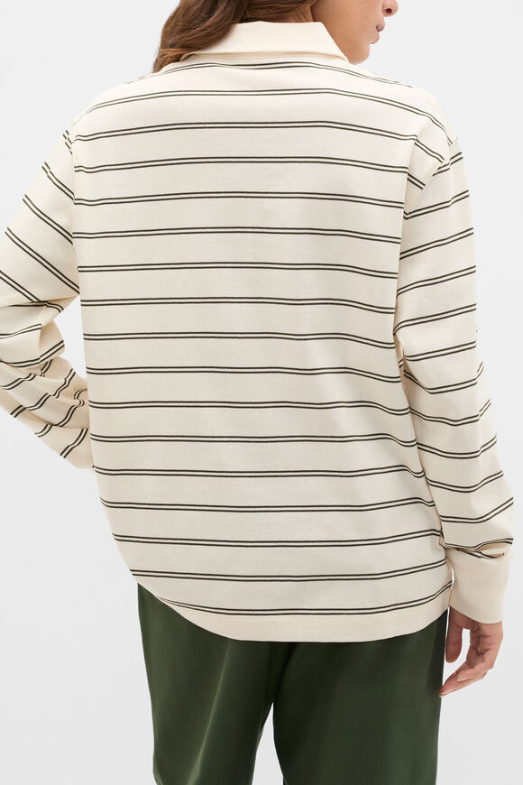 Stripe Rugby Polo Top  Deep Forest Stripe  hi-res