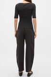 Boat Neck Half Sleeve Top  Black  hi-res