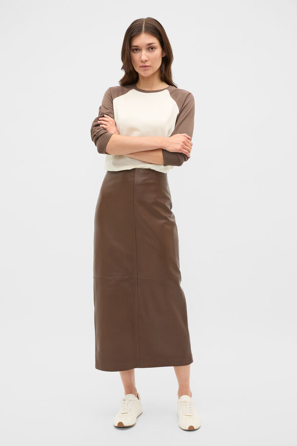 Spliced Raglan Long Sleeve Top  Chestnut  hi-res