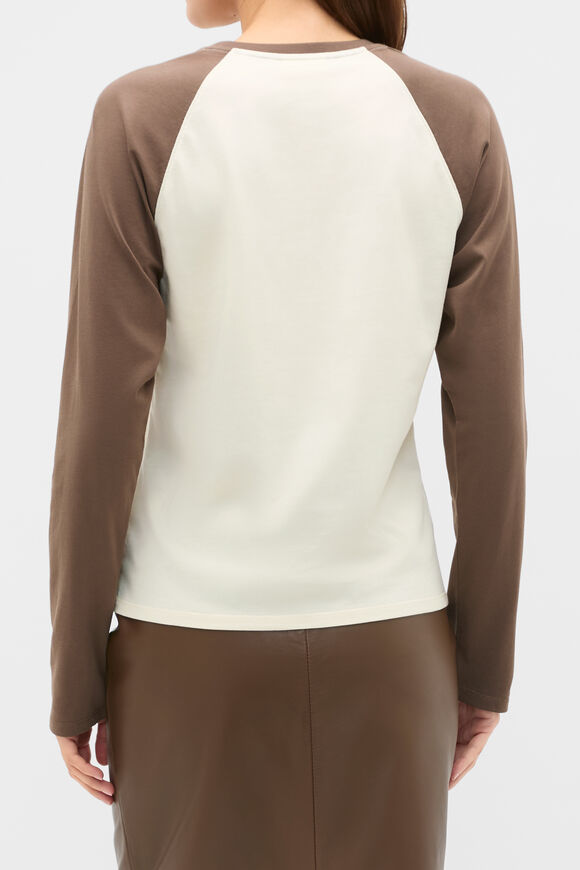 Spliced Raglan Long Sleeve Top  Chestnut  hi-res