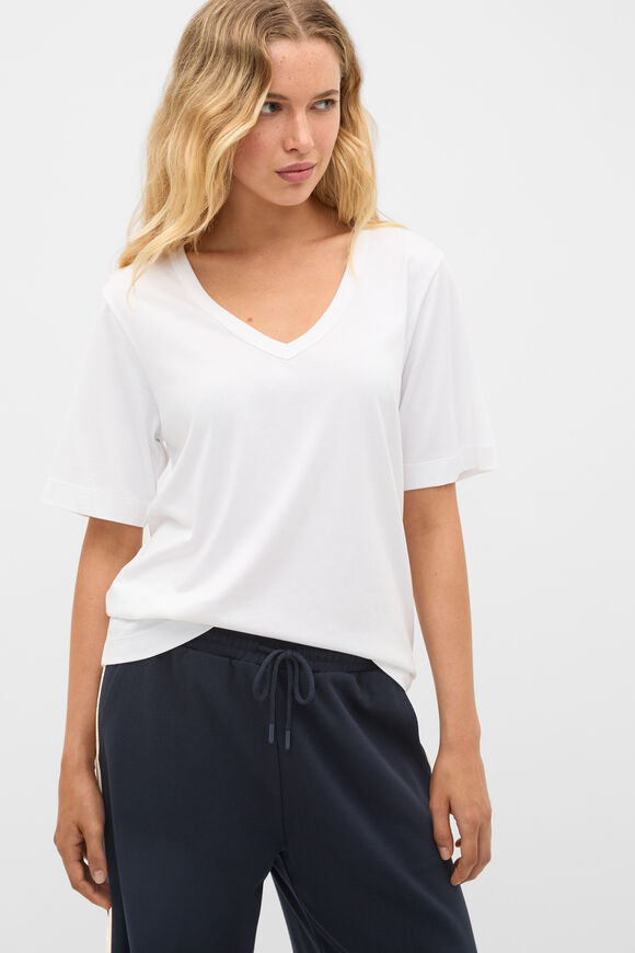 Cotton V Neck Relaxed Tee  Whisper White  hi-res