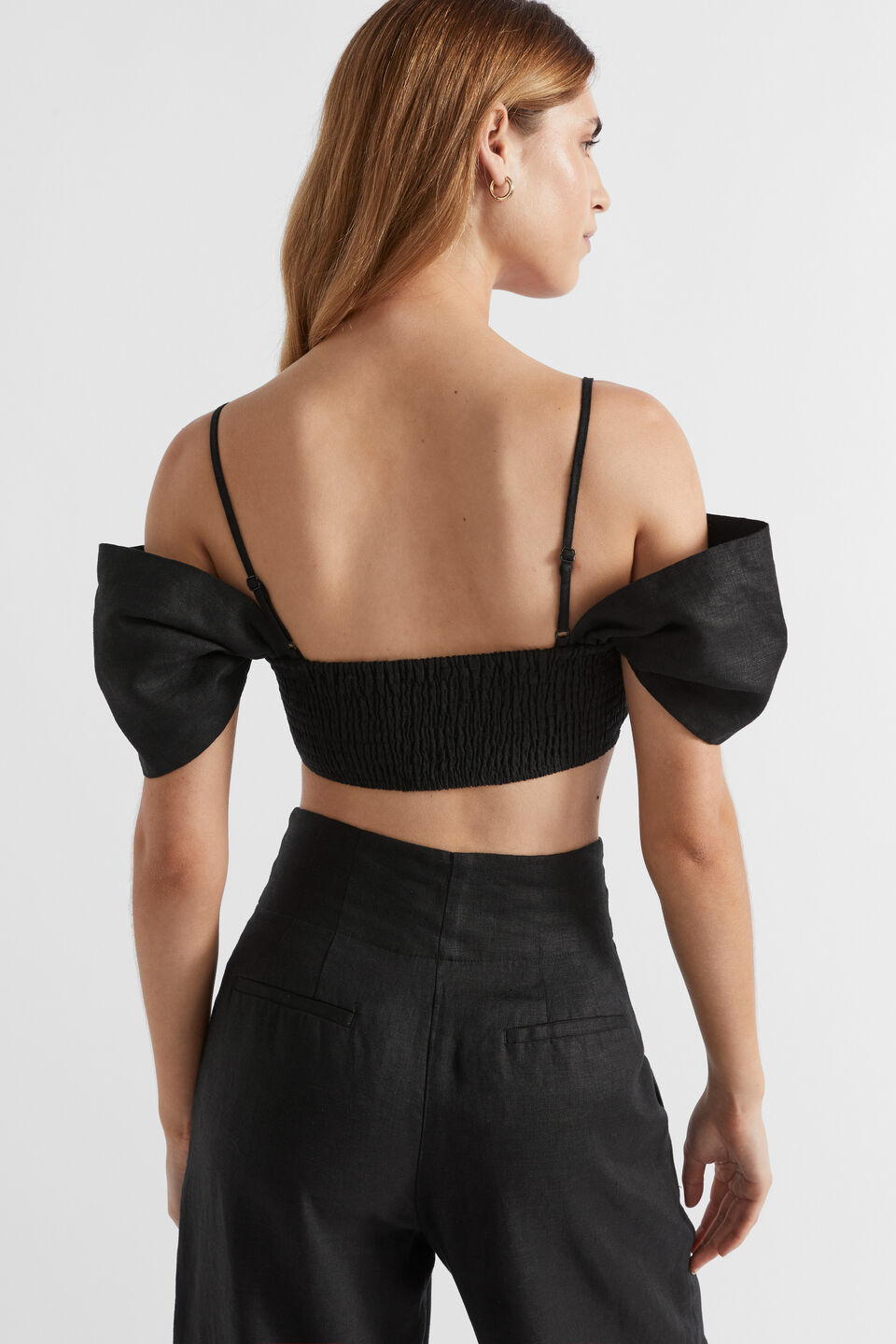 Twist Front Crop  Black