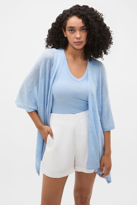 Fine Knit Poncho  Chalk Blue  hi-res