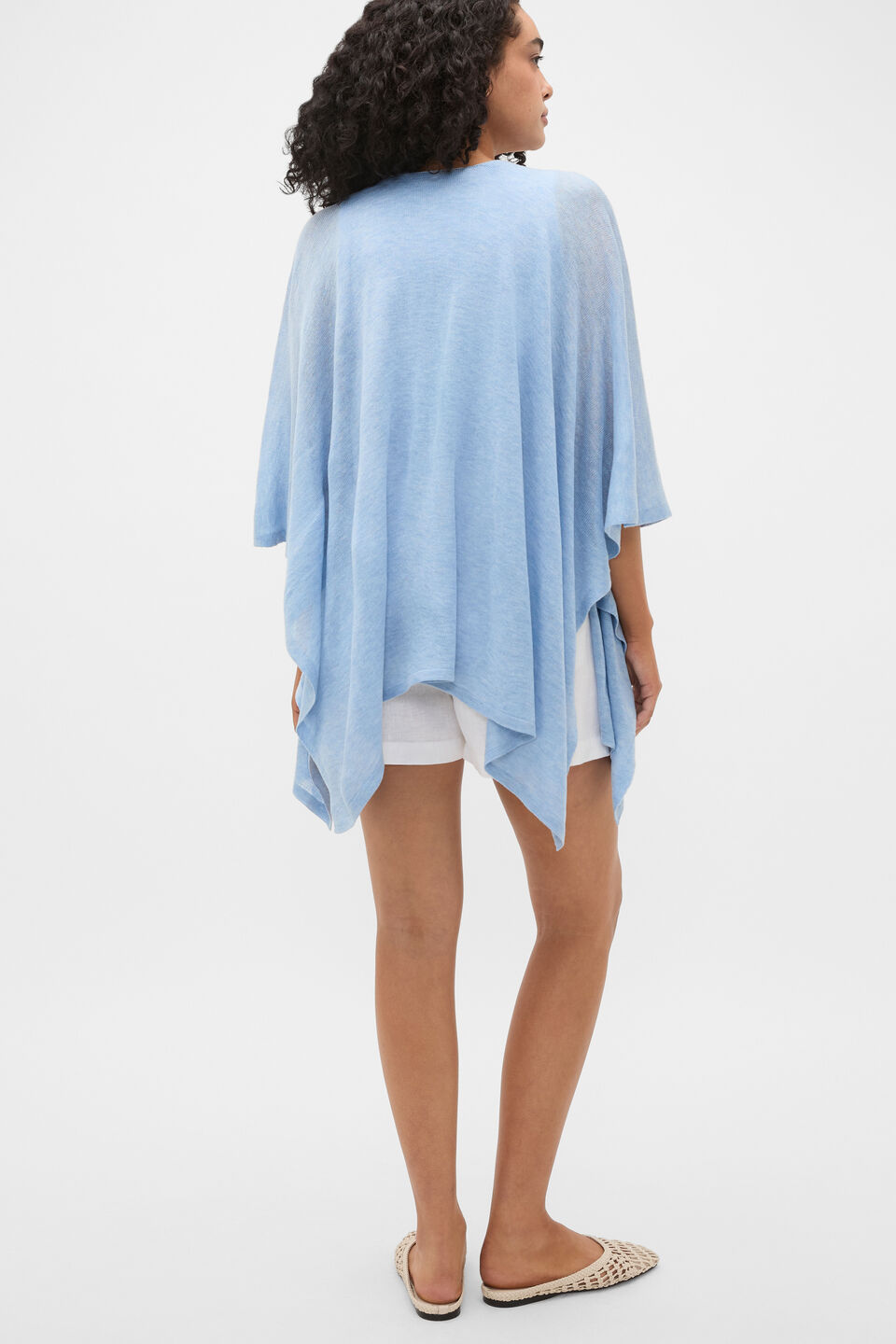 Fine Knit Poncho  Chalk Blue