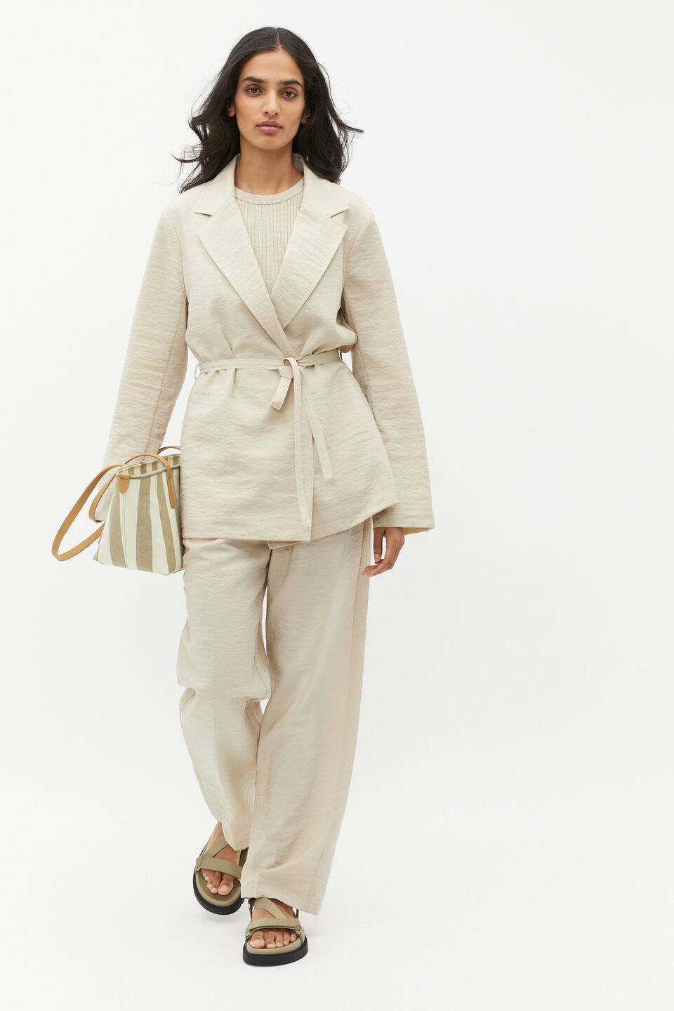 Tie Waist Blazer  Cool Sand