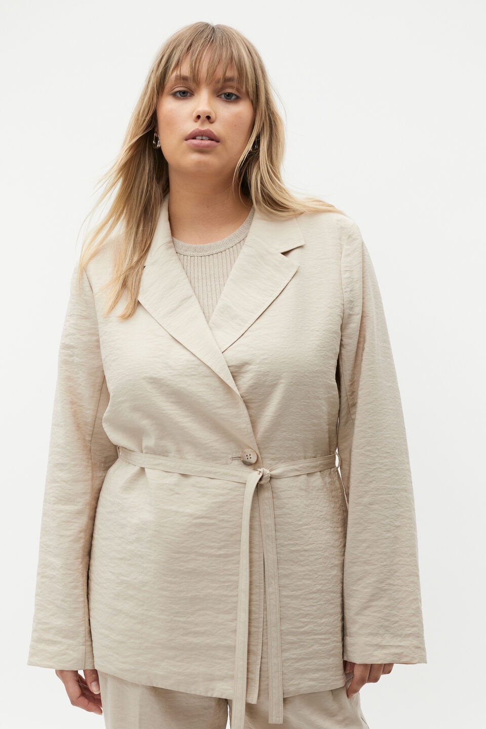 Tie Waist Blazer  Cool Sand