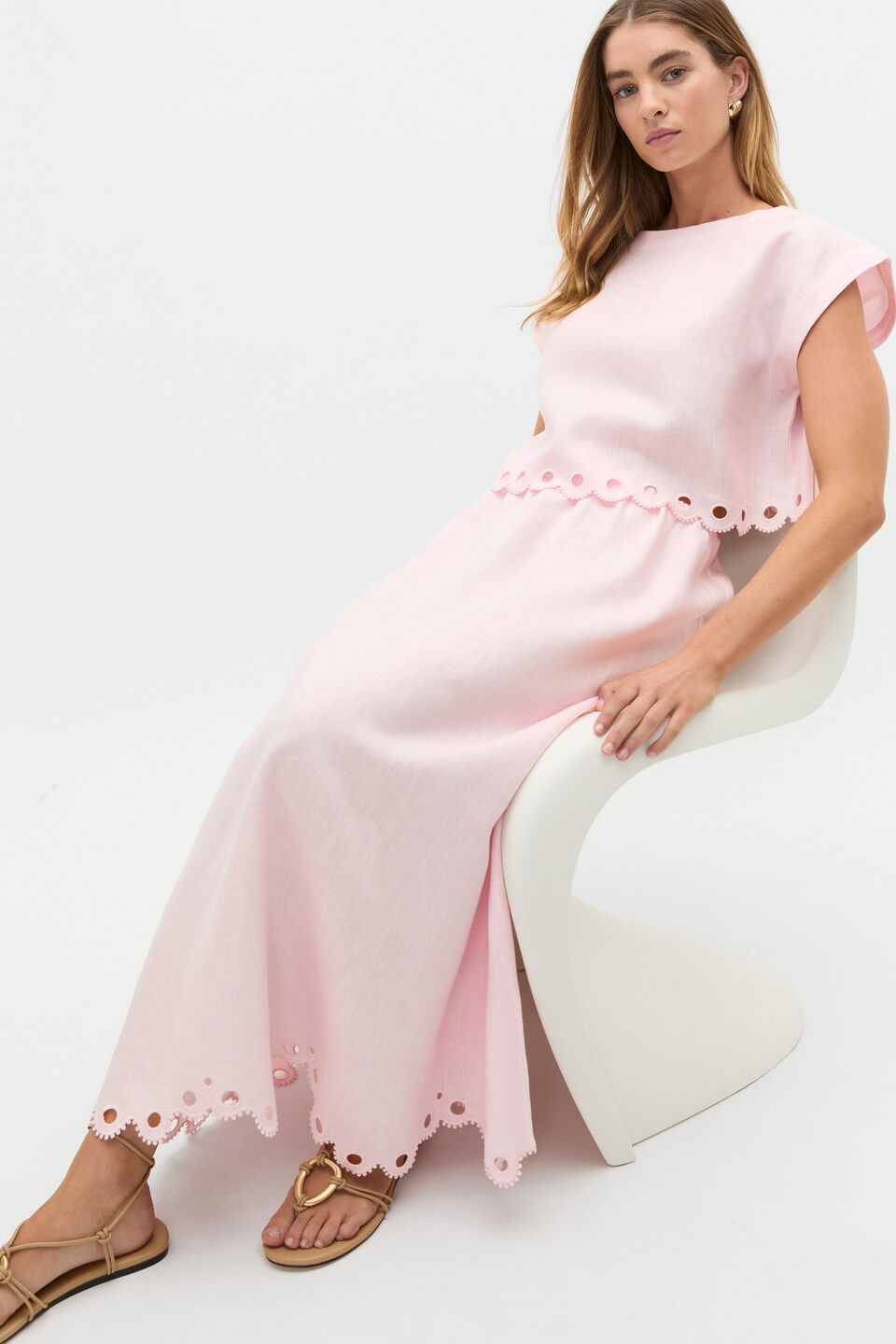 Linen Embroidered Skirt  Primrose