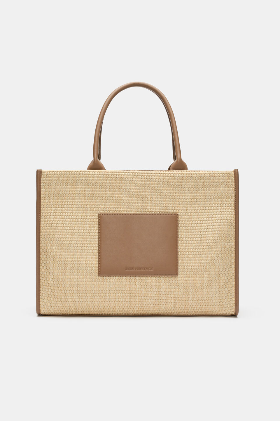 Structured Woven Tote  Tan