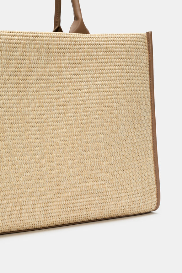 Structured Woven Tote  Tan  hi-res