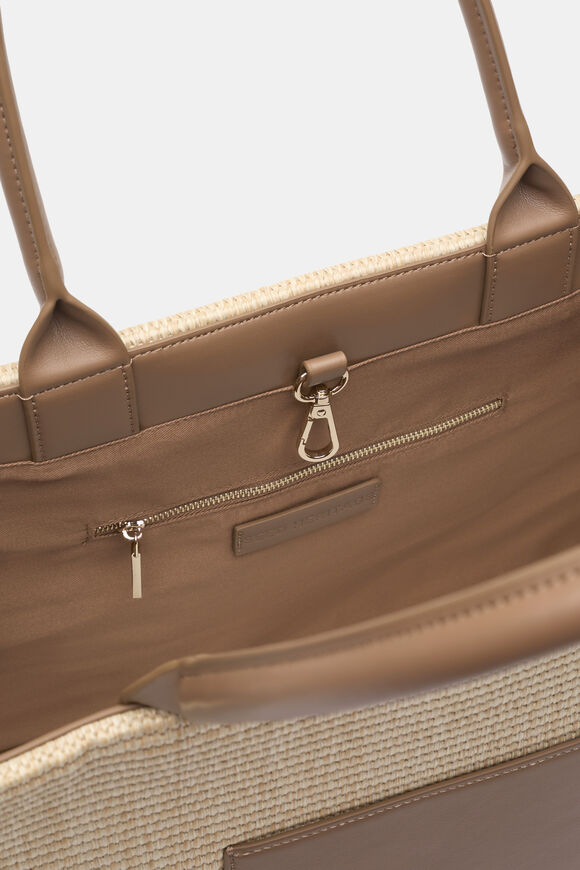 Structured Woven Tote  Tan  hi-res