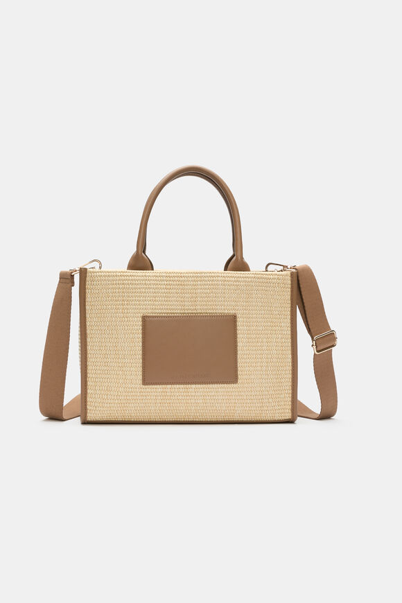 Structured Woven Mini Tote  Tan  hi-res