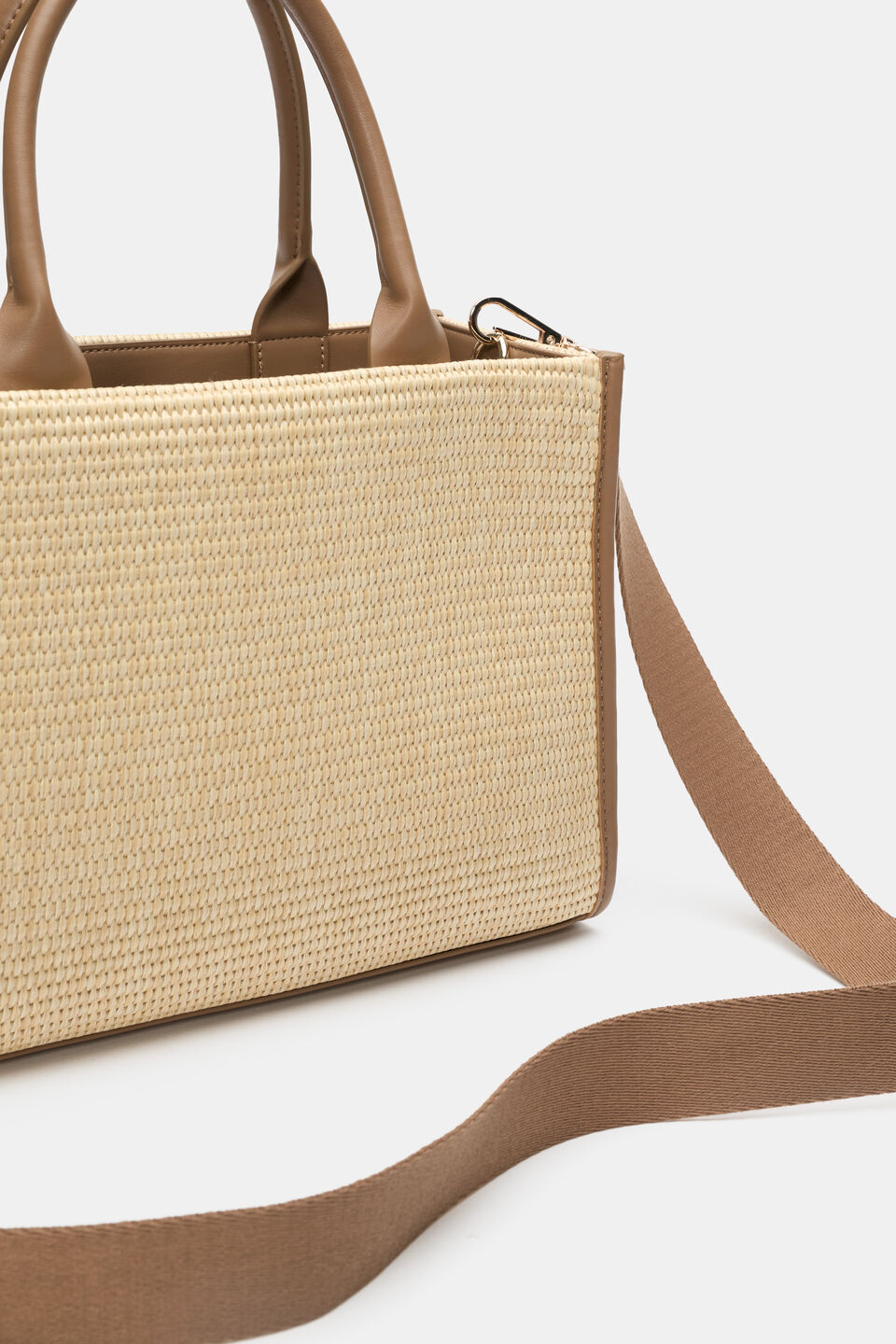 Structured Woven Mini Tote  Tan