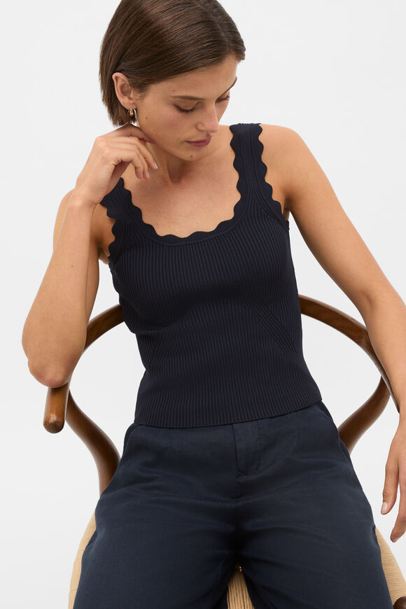 Scallop Knit Top  Twilight Blue  hi-res