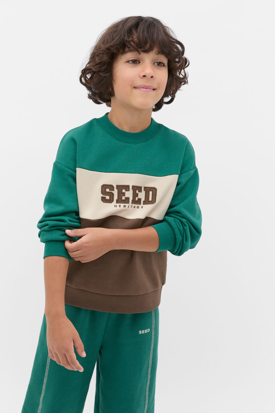 Colourblock Logo Sweat  Jungle Green