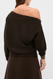 Wool Blend Off Shoulder Knit  Coffee Bean  hi-res