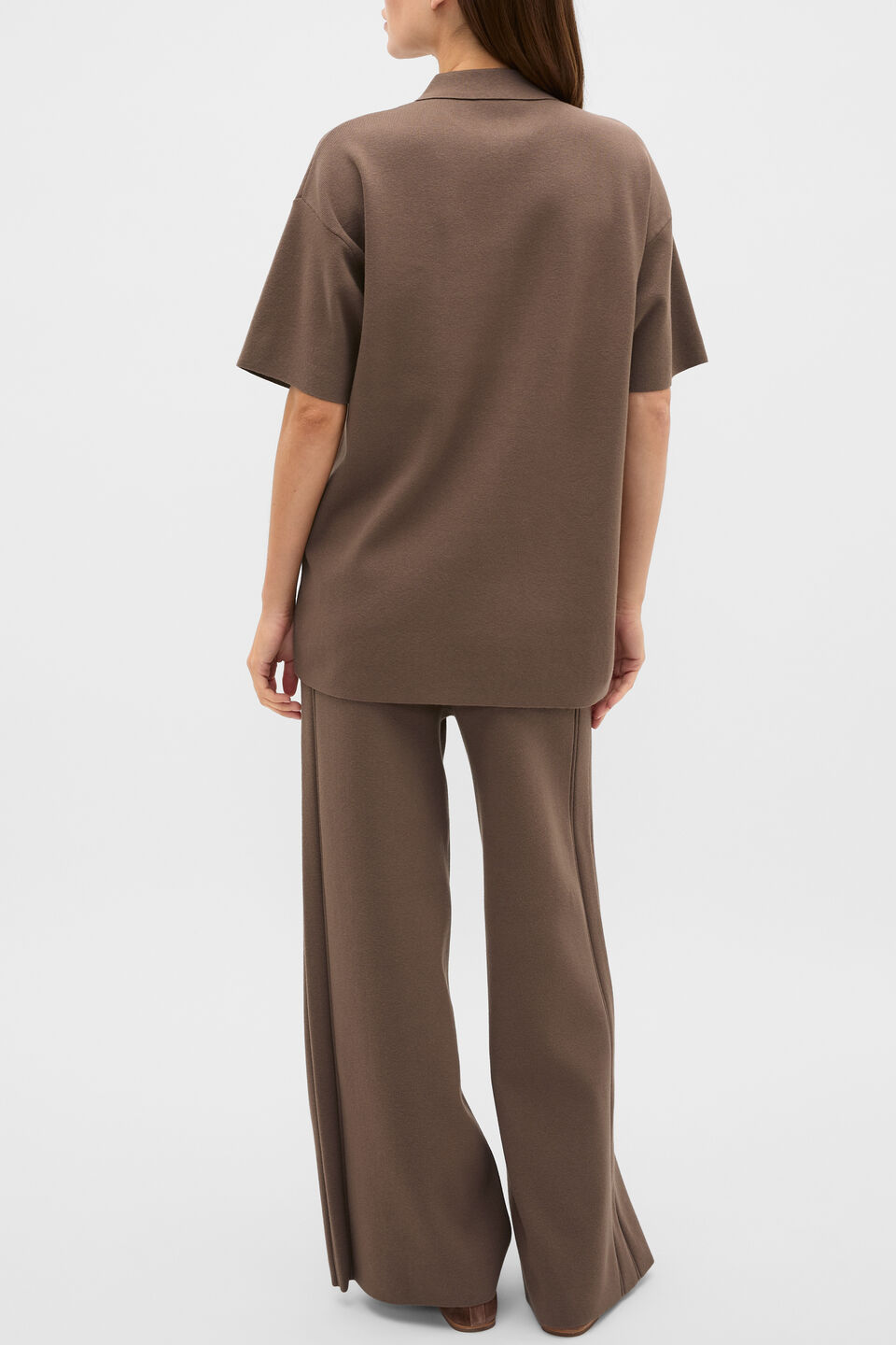 Oversized Zip Polo Knit  Chestnut