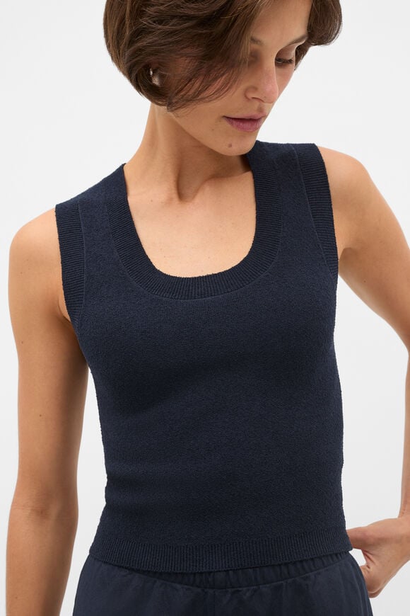 Boucle Knit Tank  Twilight Blue  hi-res