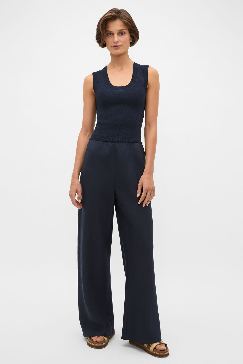 Boucle Knit Tank  Twilight Blue