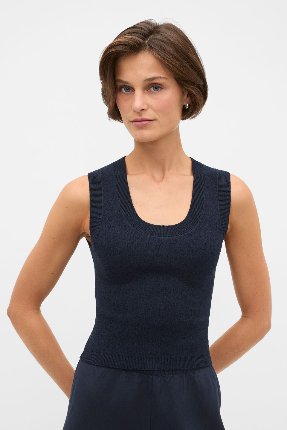 Boucle Knit Tank  Twilight Blue