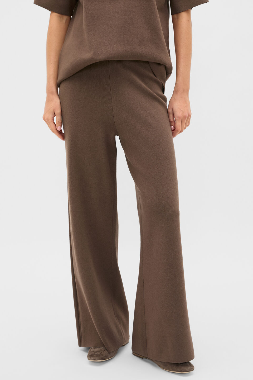 Knitted Rib Side Pant  Chestnut