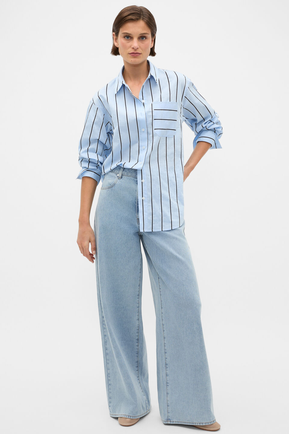 Textured Stripe Pocket Shirt  Chalk Blue Stripe