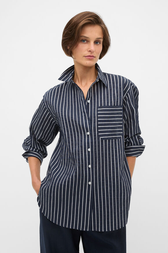 Textured Stripe Pocket Shirt  Twilight Blue Stripe  hi-res