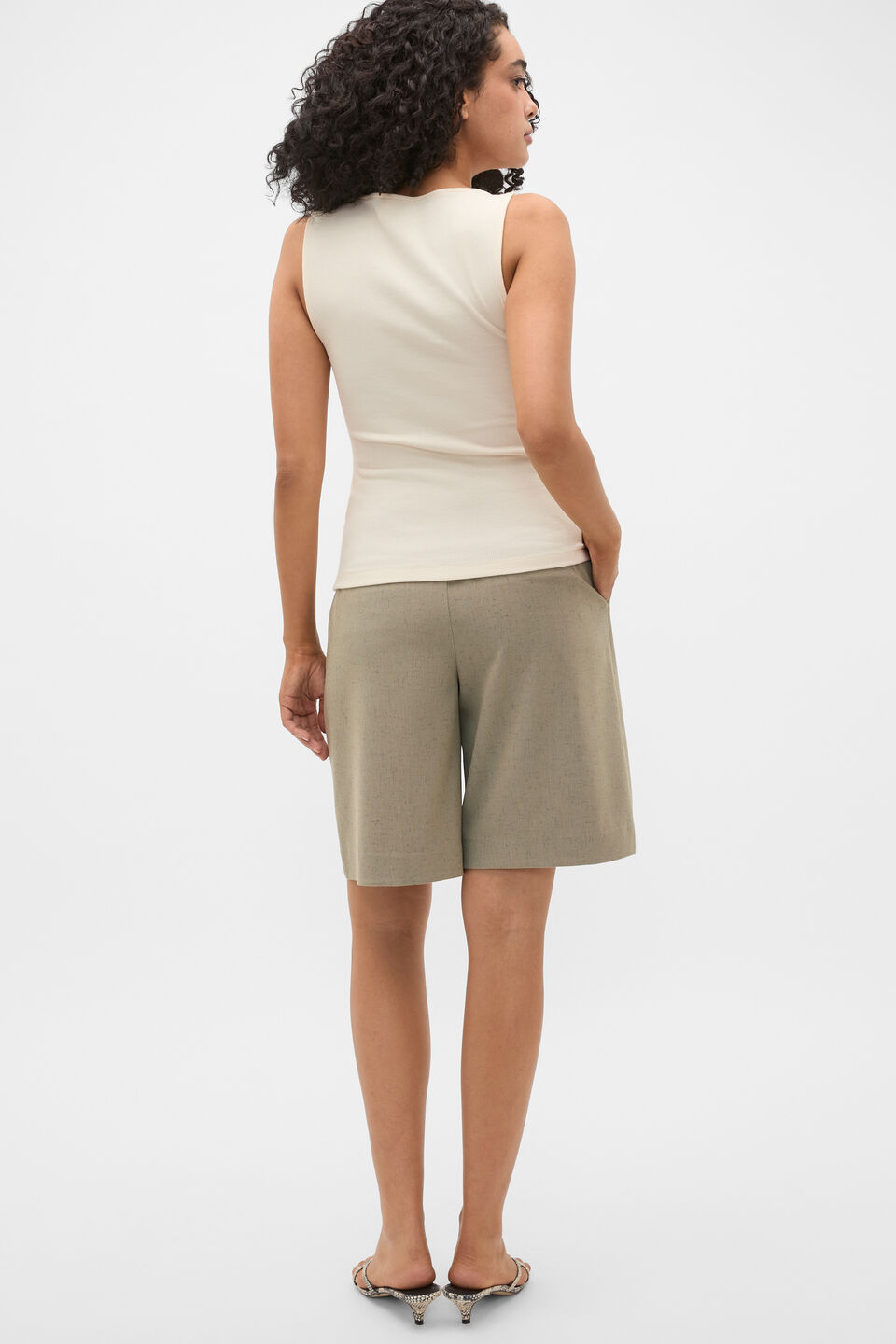 Lace Rib Tank  Coconut Cream