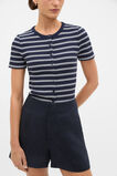 Button Through Rib Top  Twilight Blue Stripe  hi-res
