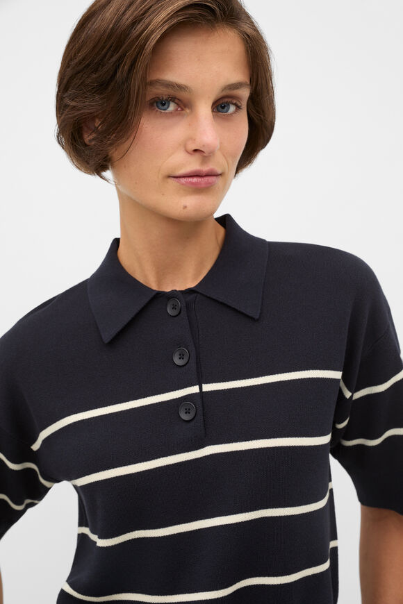 Jacquard Stripe Polo Knit  Twilight Blue  hi-res