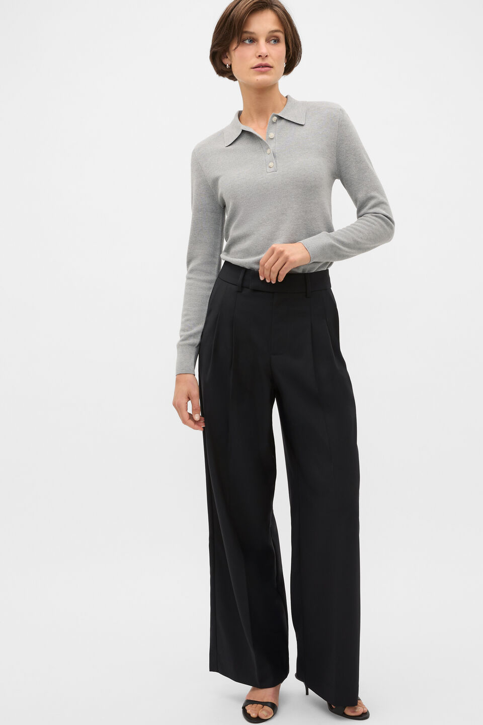 Jacquard Knit Polo  Feather Grey Marle