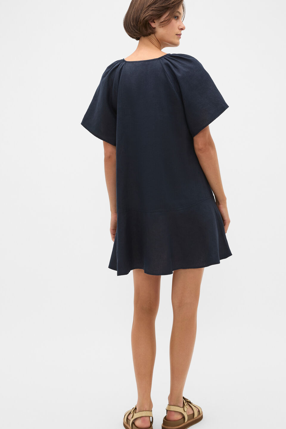 Core Linen Flutter Mini Dress  Twilight Blue