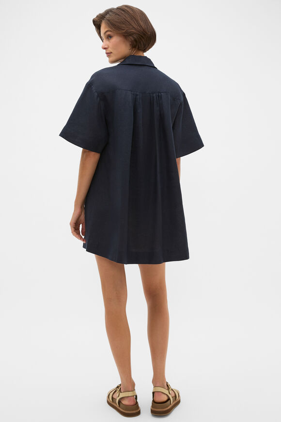 Linen Shirt Mini Dress  Twilight Blue  hi-res