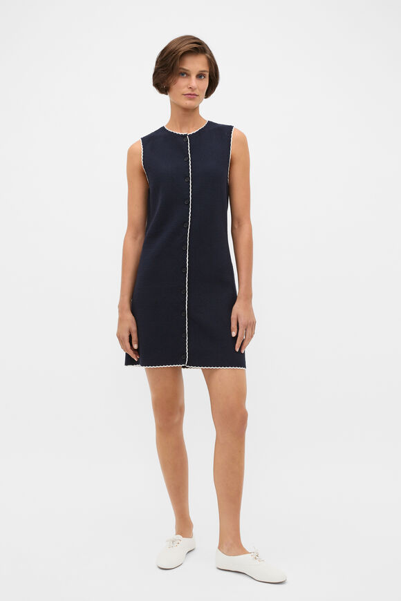 Textured Mini Scallop Knit Dress  Twilight Blue  hi-res
