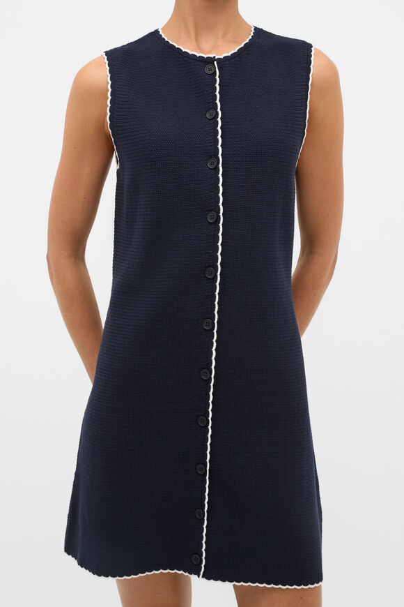 Textured Mini Scallop Knit Dress  Twilight Blue  hi-res