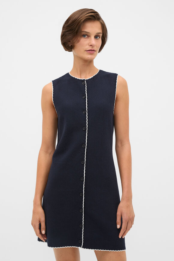 Textured Mini Scallop Knit Dress  Twilight Blue  hi-res