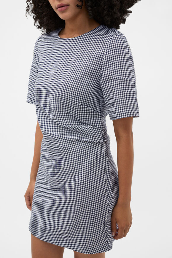 Linen Gingham Mini Dress  Twilight Blue Gingham  hi-res