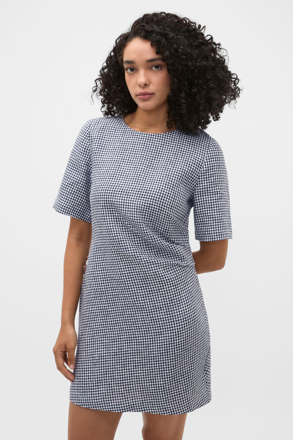 Linen Gingham Mini Dress  Twilight Blue Gingham  hi-res