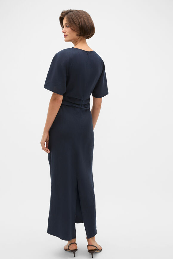 Linen Tuck Waist Midi Dress  Twilight Blue  hi-res