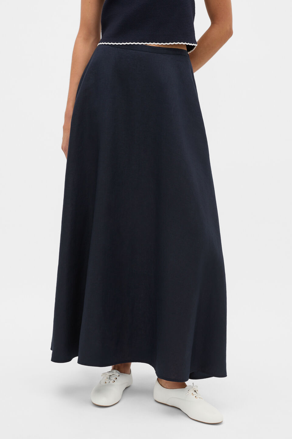 Core Linen Midi Skirt  Twilight Blue