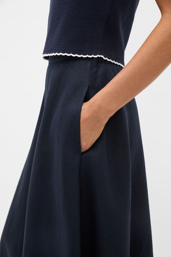 Core Linen Midi Skirt  Twilight Blue  hi-res