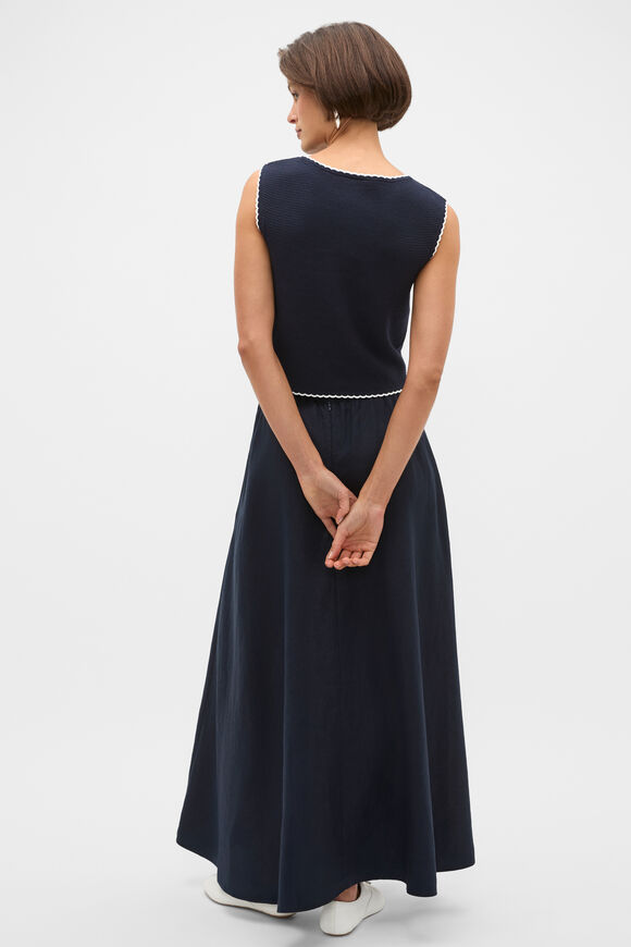 Core Linen Midi Skirt  Twilight Blue  hi-res