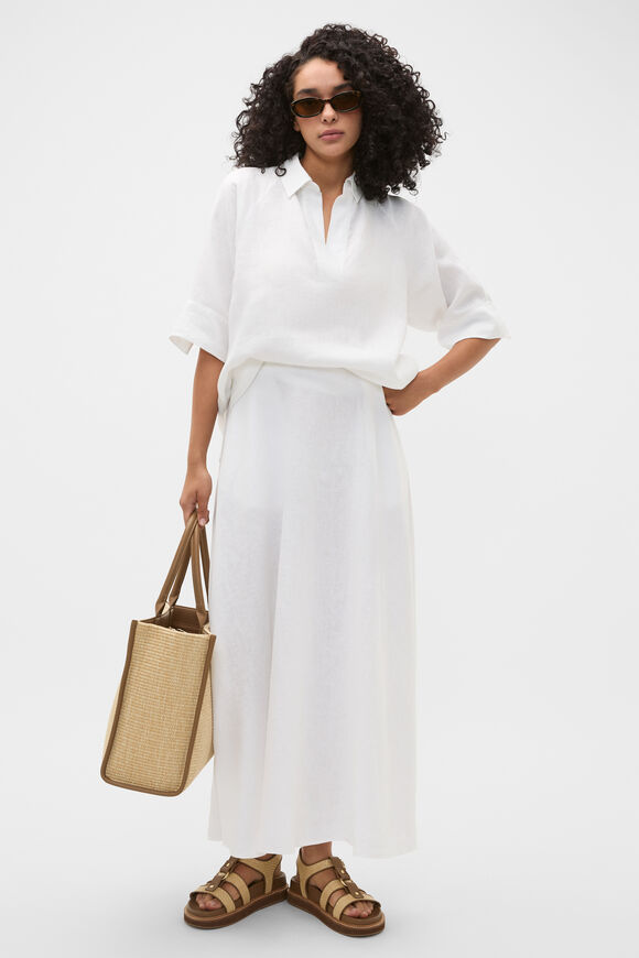 Core Linen Midi Skirt  Whisper White  hi-res