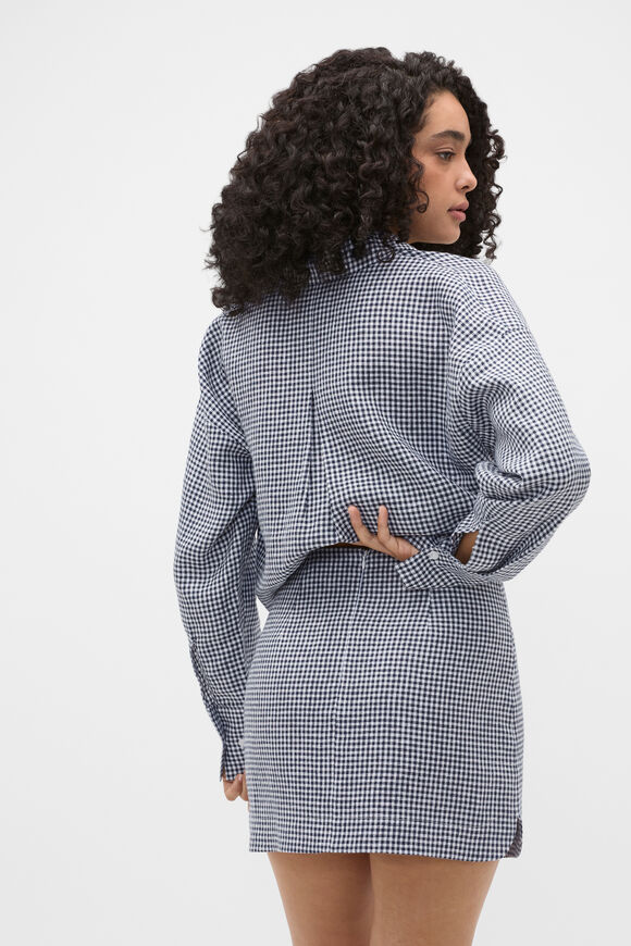 Linen Gingham Mini Skirt  Twilight Blue Gingham  hi-res