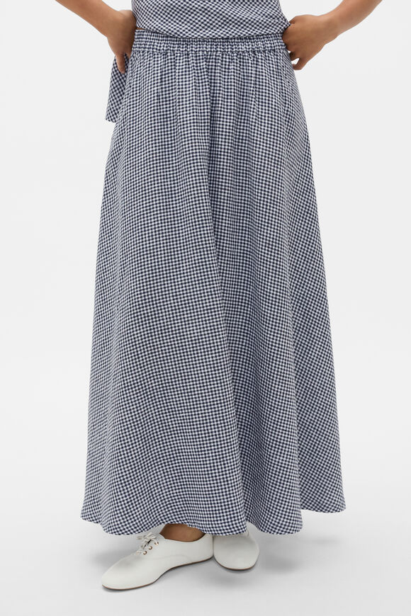 Linen Gingham Elasticated Skirt  Twilight Blue Gingham  hi-res